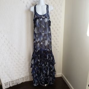 B.B. Dakota  Blue Feather Ruffle Dress Dress
